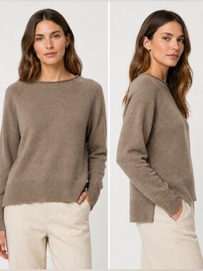 Tabaroni Cashmere  loro piana 100% Cashmere Sweater Italy Taupe Luxury Knit